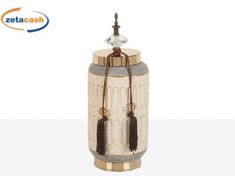 VASO IN CERAMICA C/COPERHIO E BASE METALLO D14XH37 CM