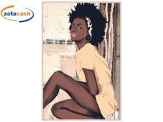 QUADRO SU TELA DONNA AFRO SEDUTA 63XH93 CM