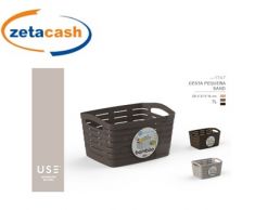 CESTINO RETTANGOLARE IN PLASTICA LINEA BAMBOO, CM 28X20X15.