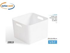CONTENITORE PORTA OGGETTI PLASTICA BIANCO N°8 25X26XH18 CM