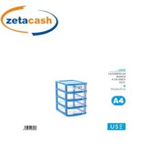 CASSETTIERA CELESTE IN PLASTICA CON 4 CASSETTI CM 36X26X37.