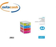 CASSETTIERA IN PLASTICA CON 4 CASSETTI, CM 36X27X37.