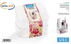 CASSETTA ORGANIZER PORTACOSMETICI N. 4 VASSOIO 14X9XH13CM