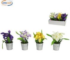 PIANTA IRIS CON VASO METALLO H21 CM COL ASS