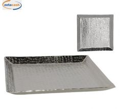 VASSOIO QUADRATO METALLO SILVER 30X30 CM