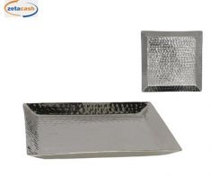 VASSOIO QUADRATO METALLO SILVER 25X25 CM