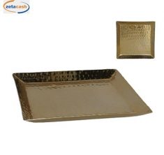 VASSOIO QUADRATO METALLO ORO 25X25 CM