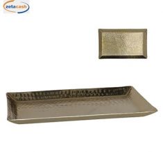 VASSOIO RETTANGOLARE METALLO ORO 33X20 CM