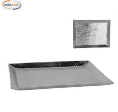 VASSOIO RETTANGOLARE METALLO SILVER 40X30 CM