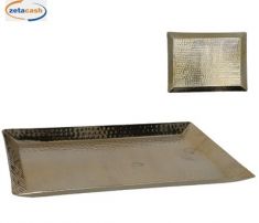 VASSOIO RETTANGOLARE METALLO ORO 40X30 CM