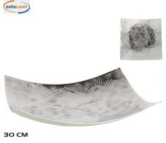 PIATTO DECORATIVO QUADRATO METALLO SILVER 30X30XH7 CM