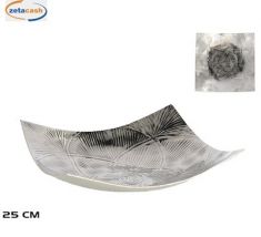 PIATTO DECORATIVO QUADRATO METALLO SILVER 25X25XH6 CM