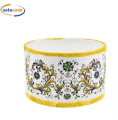 CILINDRO IN CERAMICA MAIOLICA C/BORDO GIALLO H17X26 CM