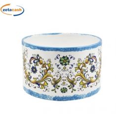 CILINDRO IN CERAMICA MAIOLICA C/BORDO BLU H17X26 CM