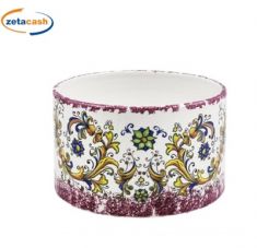 CILINDRO IN CERAMICA MAIOLICA C/BORDO PRUGNA H17X26 CM