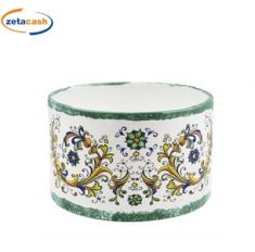 CILINDRO IN CERAMICA MAIOLICA C/BORDO VERDE H17X26 CM