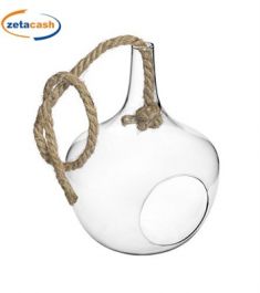 PORTA PIANTA IN VETRO CON CORDA 16XH22 CM