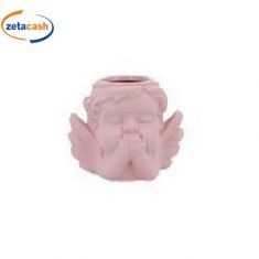 ANGIOLETTO CERAMICA ROSA NON PARLO 12X8XH9CM
