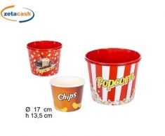 SECCHIELLO POPCORN/PATATINE D.17XH14 CM PLASTICA FANT ASS