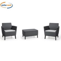 SET SALEMO BALCONY GRAFITE CON 2 POLTRONE E TAVOLO