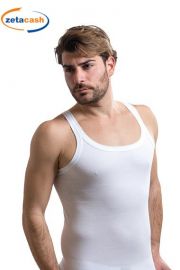 CANOTTA UOMO SPALLA STRETTA COSTINA BIANCO