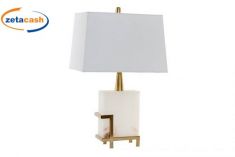 LAMPADA DA TAVOLO BASE MARMO PARALUME BIANCO CM 40X23X64