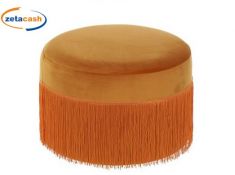 POUF IN VELLUTO CON FRANGE ARANCIO CM45X45XH30