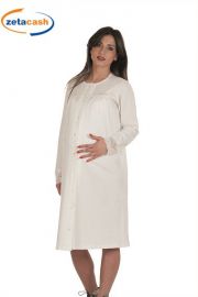 CAMICIA DA NOTTE A MANICA LUNGA PRE-POST PARTO BIANCA TG 5