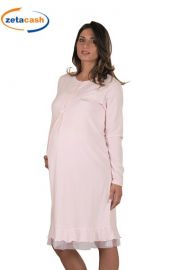 CAMICIA DA NOTTE PREMAMAN A MANICA LUNGA BIANCA TG. 4/M